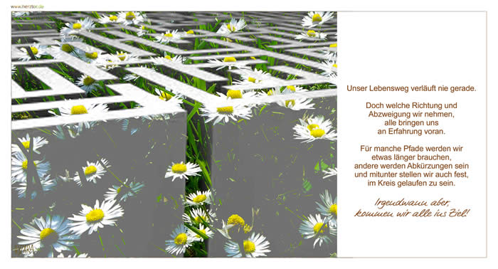 Abzweigungen - Unser Lebensweg verläuft nie gerade. Doch welche Richtung und Abzweigung wir nehmen, alle bringen uns an Erfahrung voran. Für manche Pfade werden wir etwas länger brauchen, andere werden Abkürzungen sein und mitunter stellen wir auch fest, im Kreis gelaufen zu sein. Irgendwann aber, kommen wir alle ins Ziel!