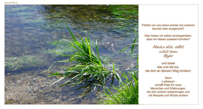 Ausnutzen - Fühlten wir uns schon einmal von anderen benutzt oder ausgenutzt? Was haben wir selbst zurückgehalten, dass wir dieses zulassen konnten? Mache dich selbst nicht zum Opfer und lasse das und die los, die dich an deinem Weg hindern! Denn Loslassen schafft Platz für neue Menschen und Erfahrungen, die dich wirklich weiterbringen und mit Respekt und Würde achten.