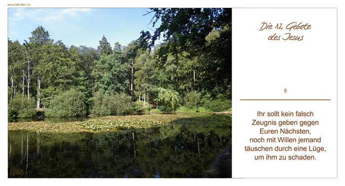 DIE 12 GEBOTE DES JESUS - Ihr sollt kein falsch Zeugnis geben gegen Euren Nächsten, noch mit Willen jemand täuschen durch eine Lüge, um ihm zu schaden.