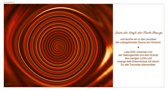 Die KRAFT der FARBEN - WEGE zur MEDITATION, Orange, Spüre die Kraft der Farbe Orange und tauche ein in das Leuchten der untergehenden Sonne am Horizont. Lass Dich umarmen von der Geborgenheit und dem Schutz des orangen Lichts und erlange tiefe Erkenntnisse mit denen Du alte Traumata überwindest. Die Kraft der Farbe ORANGE