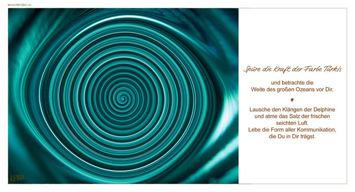 Die KRAFT der FARBEN - WEGE zur MEDITATION, Spüre die Kraft der Farbe Türkis und betrachte die Weite des großen Ozeans vor Dir. Lausche den Klängen der Delphine und atme das Salz der frischen seichten Luft. Lebe die Form aller Kommunikation, die Du in Dir trägst. Die Kraft der Farbe TÜRKIS