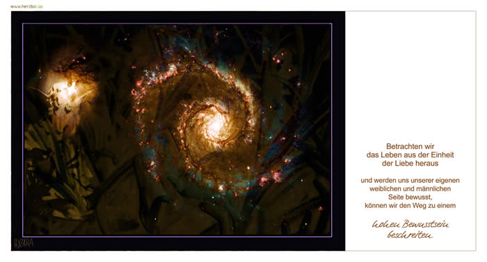 EINHEIT - Betrachten wir das Leben aus der Einheit der Liebe heraus und werden uns unserer eigenen weiblichen und männlichen Seite bewusst, können wir den Weg zu einem hohen Bewusstsein beschreiten.