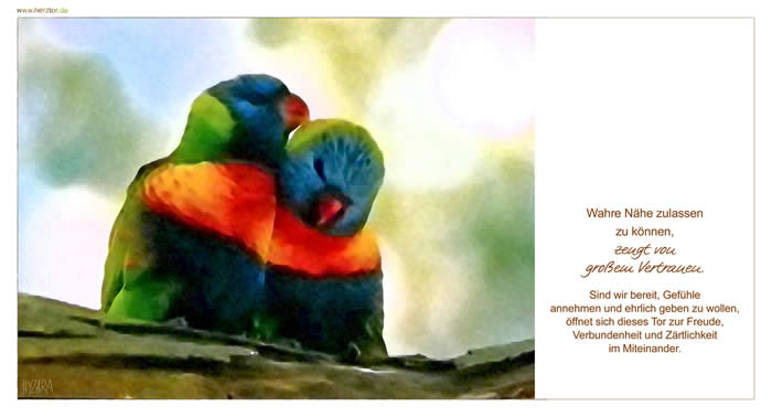 Miteinander - Wahre Nähe zulassen zu können, zeugt von großem Vertrauen. Sind wir bereit, Gefühle annehmen und ehrlich geben zu wollen, öffnet sich dieses Tor zur Freude, Verbundenheit und Zärtlichkeit im Miteinander.