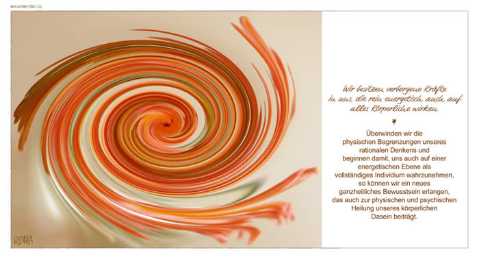 Wir besitzen verborgene Kräfte in uns, die rein energetisch auch auf alles Körperliche wirken. Überwinden wir die physischen Begrenzungen unseres rationalen Denkens und beginnen damit, uns auch auf einer energetischen Ebene als vollständiges Individium wahrzunehmen, so können wir ein neues ganzheitliches Bewusstsein erlangen, das auch zur physischen und psychischen Heilung unseres körperlichen Dasein beiträgt. Unsere Energiekörper