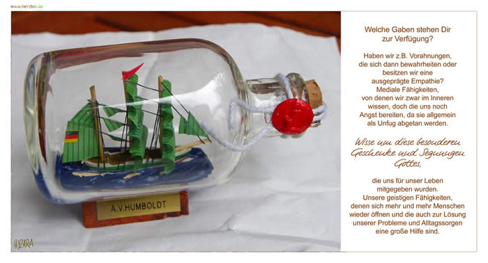 Unsere Gaben- Welche Gaben stehen Dir zur Verfügung? Haben wir z.B. Vorahnungen, die sich dann bewahrheiten oder besitzen wir eine ausgeprägte Empathie? Mediale Fähigkeiten, von denen wir zwar im Inneren wissen, doch die uns noch Angst bereiten, da sie allgemein als Unfug abgetan werden. Wisse um diese besonderen Geschenke und Segnungen Gottes, die uns für unser Leben mitgegeben wurden. Unsere geistigen Fähigkeiten, denen sich mehr und mehr Menschen wieder öffnen und die auch zur Lösung unserer Probleme und Alltagssorgen eine große Hilfe sind. 