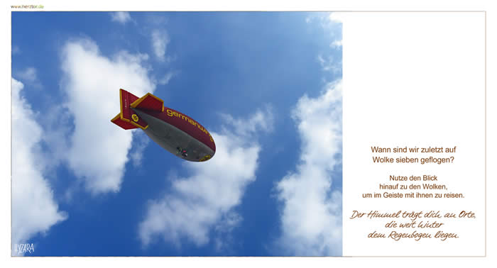 Wolkenreise - Wann sind wir zuletzt auf Wolke sieben geflogen? Nutze den Blick hinauf zu den Wolken, um im Geiste mit ihnen zu reisen. Der Himmel trägt dich an Orte, die weit hinter dem Regenbogen liegen